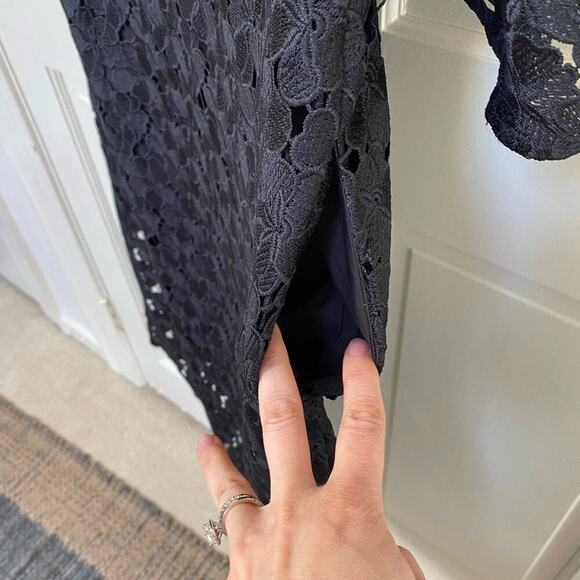 Tuckernuck Black V-Neck Floral Lace Eyelet Jamie Midi Kaftan Shift Dress XS - Picture 12 of 15